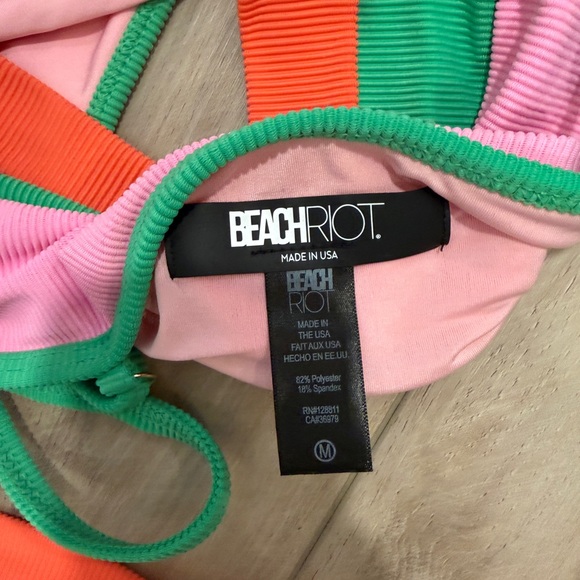 Beach Riot Pink, Green & Orange Ribbed Bikini Top - Picture 3 of 4